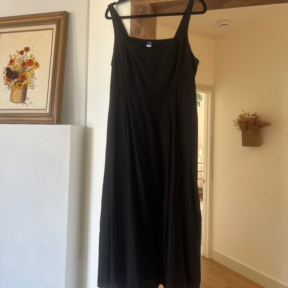Old navy black linen dress large